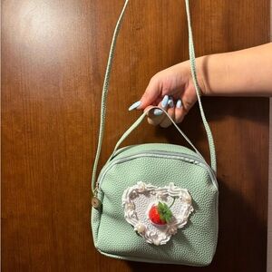 Mint Green Cake strawberry shortcake inspired Handbag with st and pearl detail